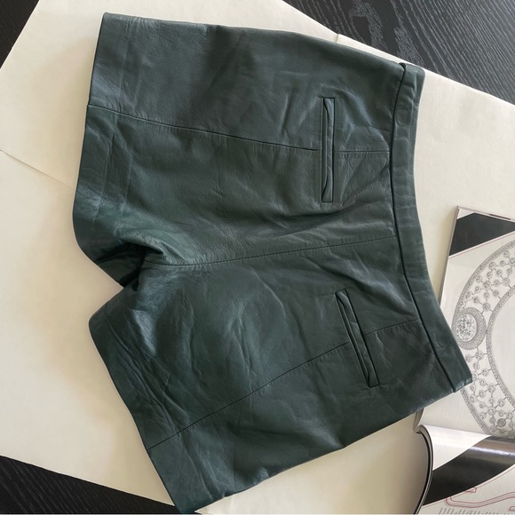 Muubaa Lena Genuine Leather Short Deep Teal US 2  $365 - Picture 12 of 16